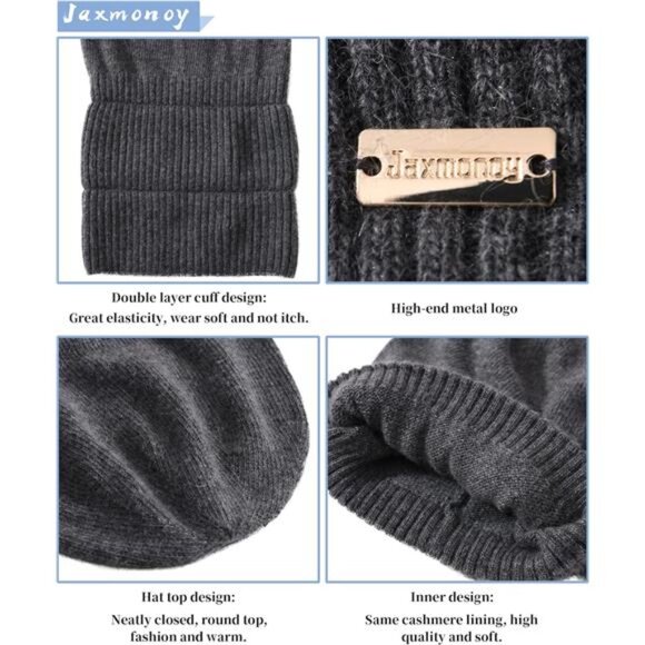 Cashmere Slouchy Beanies for Women Winter Lightweight Girls Wool Knit - Picture 3 of 6